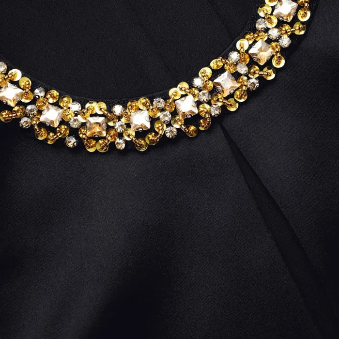 Black Satin Embellished Top Women Self Portrait Tops
