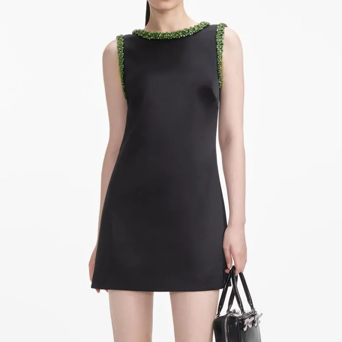 Black Satin Mini Dress Women Self Portrait Dresses Black Satin Mini Dress Women Self Portrait Dresses