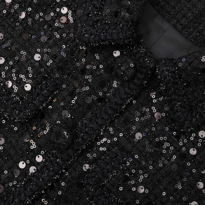 Black Sequin Boucle Mini Dress Women Self Portrait Dresses Black Sequin Boucle Mini Dress Women Self Portrait Dresses