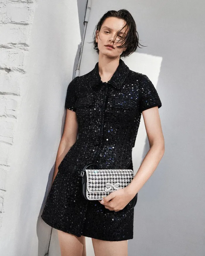 Black Sequin Boucle Mini Dress Women Self Portrait Dresses Black Sequin Boucle Mini Dress Women Self Portrait Dresses