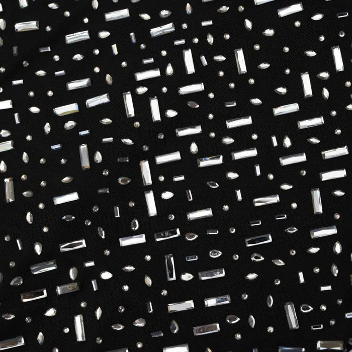 Black Square Rhinestone Mesh Maxi Dress Women Self Portrait Dresses