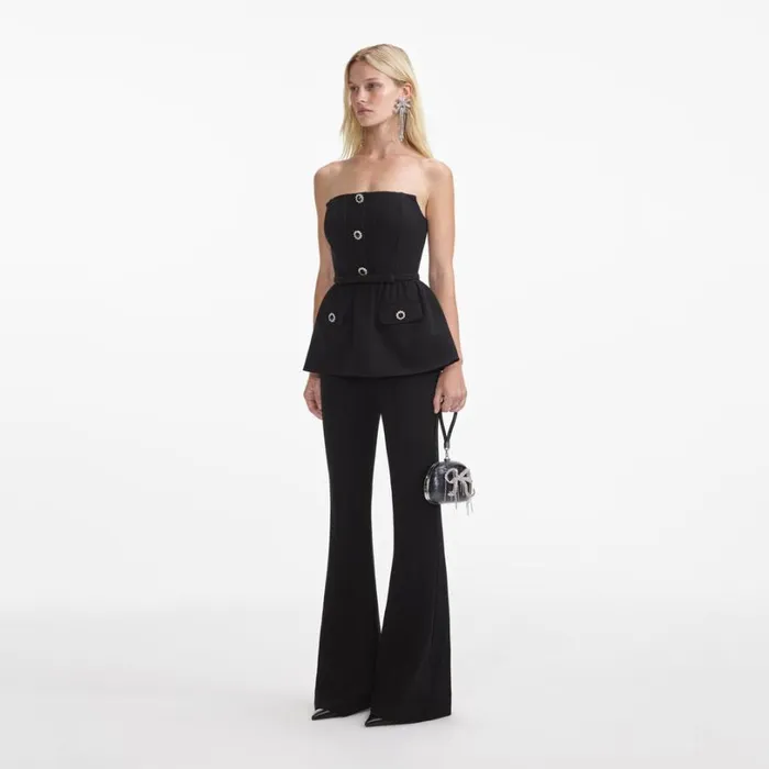 Black Stretch Crepe Jumpsuit Women Self Portrait Dresses Black Stretch Crepe Jumpsuit Women Self Portrait Dresses
