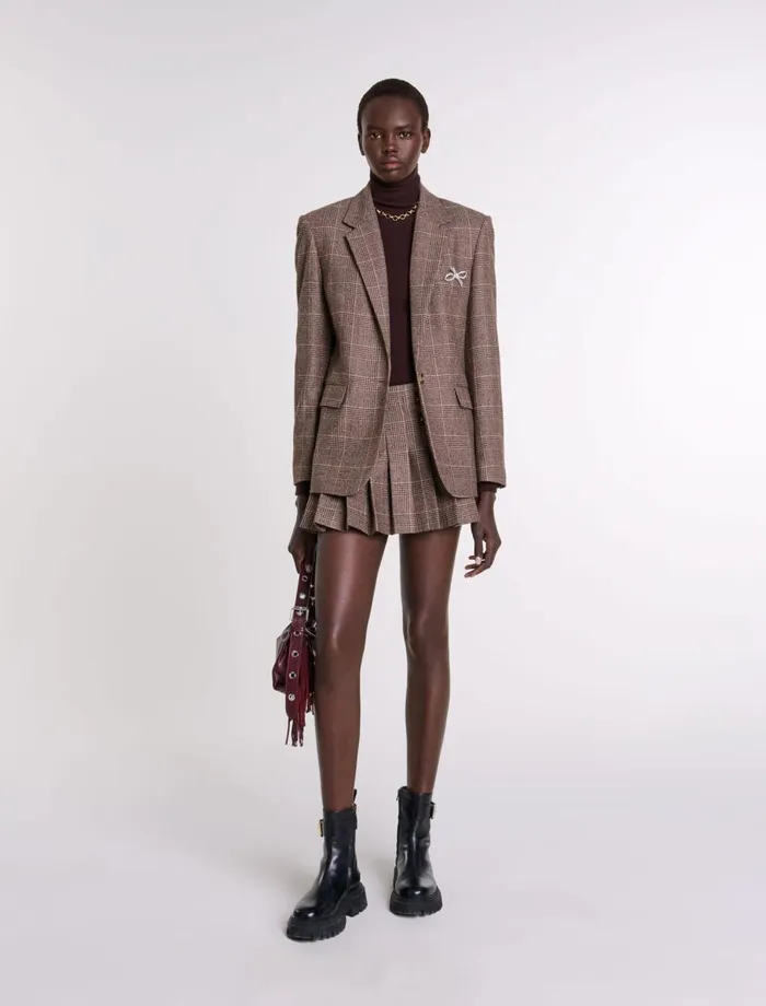 Blazers and Jackets Women Maje Suit Jacket Brown Checks