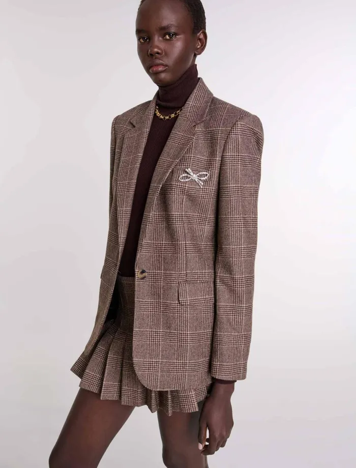Blazers and Jackets Women Maje Suit Jacket Brown Checks