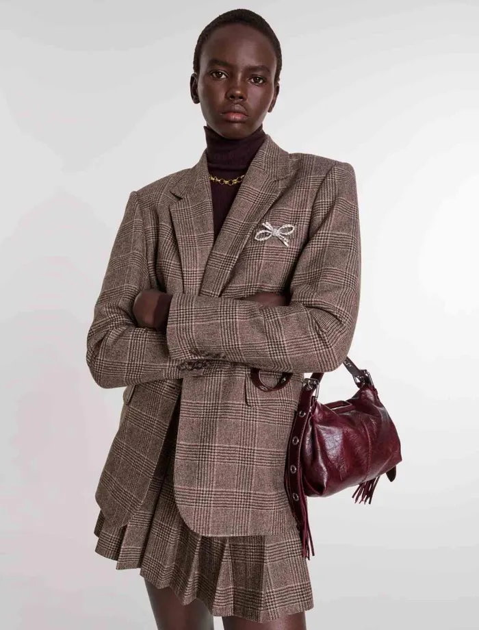 Blazers and Jackets Women Maje Suit Jacket Brown Checks