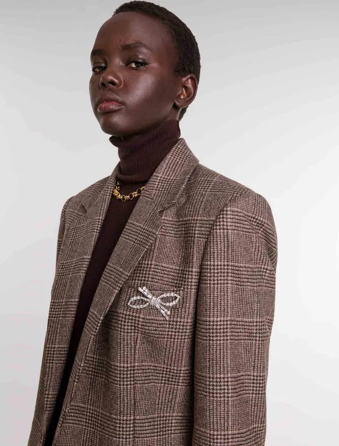 Blazers and Jackets Women Maje Suit Jacket Brown Checks