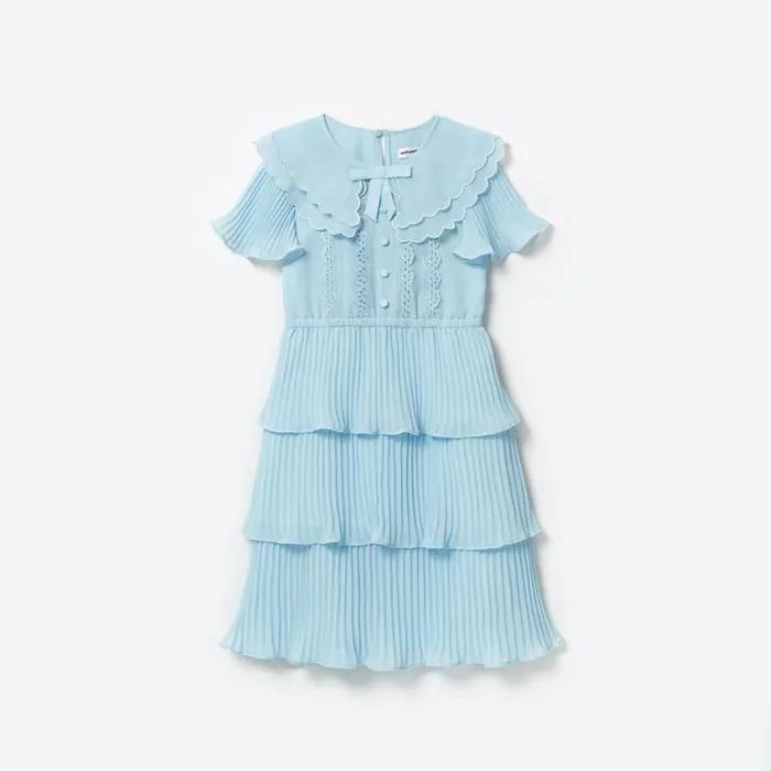 Blue Chiffon Midi Dress Women Self Portrait Flower Girl