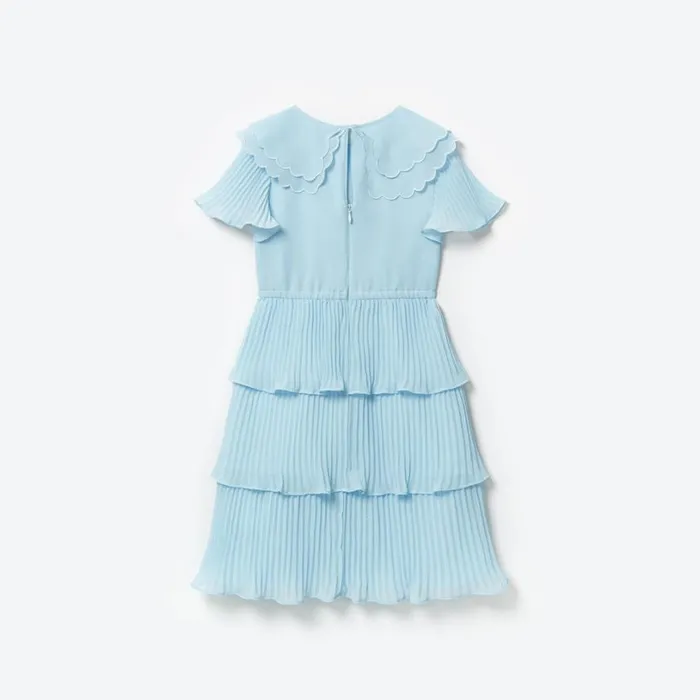 Blue Chiffon Midi Dress Women Self Portrait Flower Girl