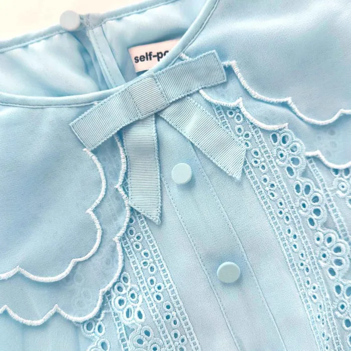 Blue Chiffon Midi Dress Women Self Portrait Flower Girl