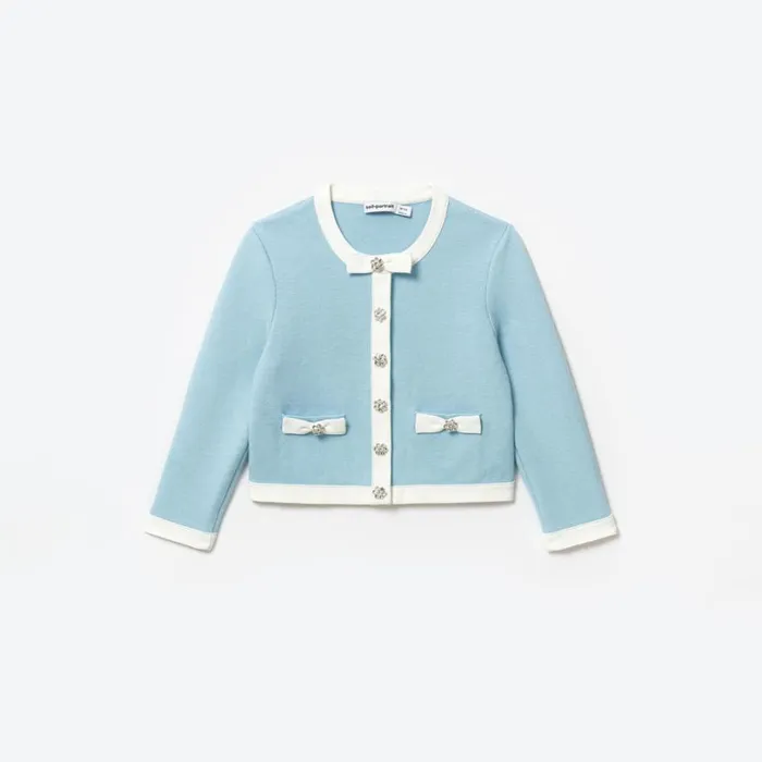 Blue Knit Cardigan Kids Self Portrait Knitwear