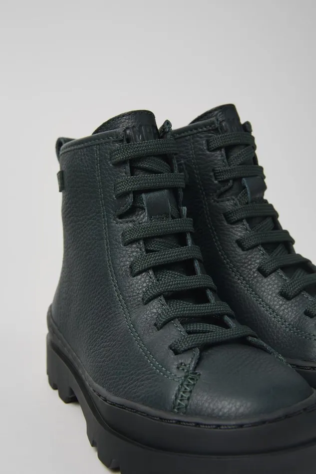 Boots Kids Camper Brutus Dark Green Leather Ankle Boots