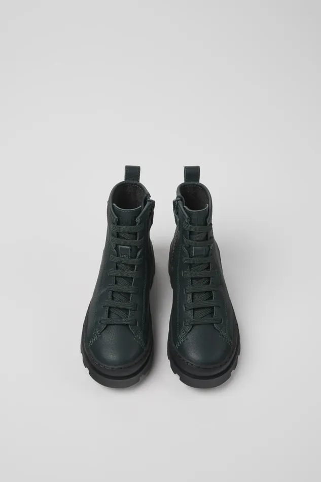 Boots Kids Camper Brutus Dark Green Leather Ankle Boots