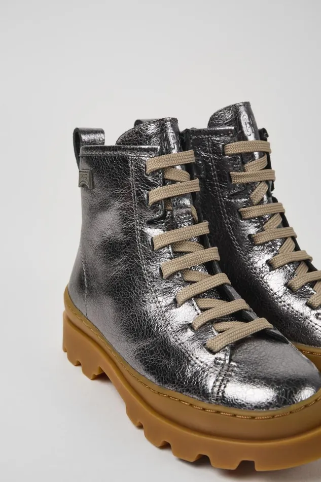 Boots Kids Camper Brutus Gray Leather Ankle Boots