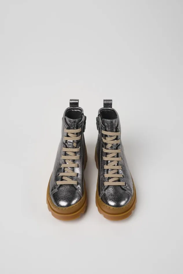 Boots Kids Camper Brutus Gray Leather Ankle Boots Boots Kids Camper Brutus Gray Leather Ankle Boots