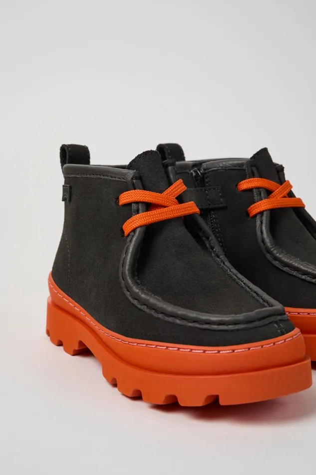 Boots Kids Camper Brutus Grey Leather And Nubuck Ankle Boots