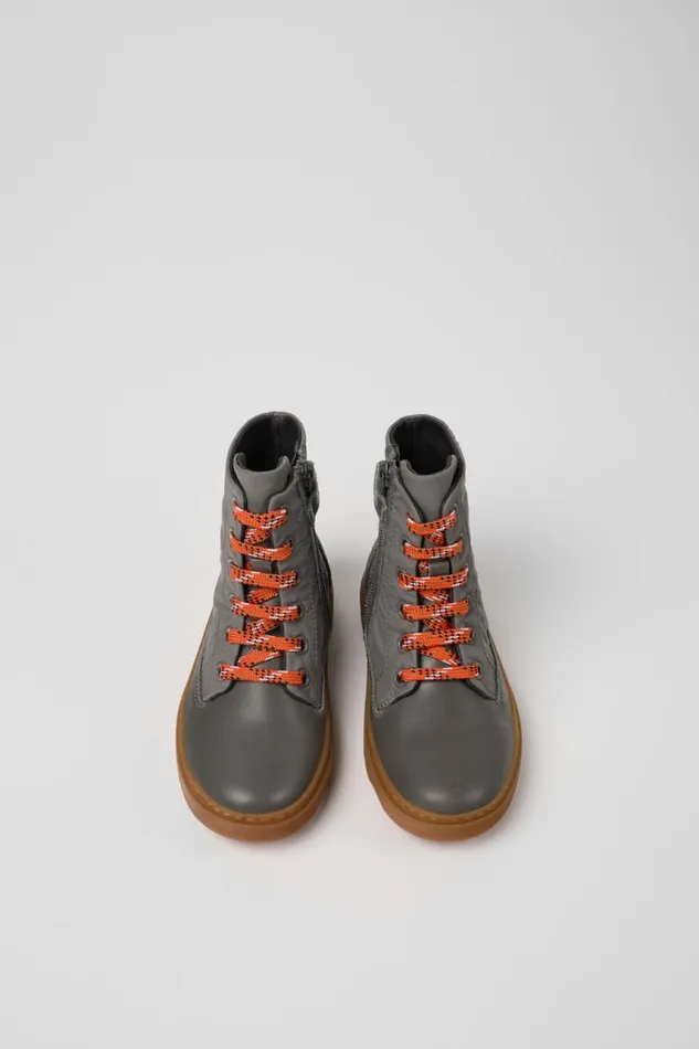 Boots Kids Camper Kiddo Gray Leather And Textile Ankle Boots