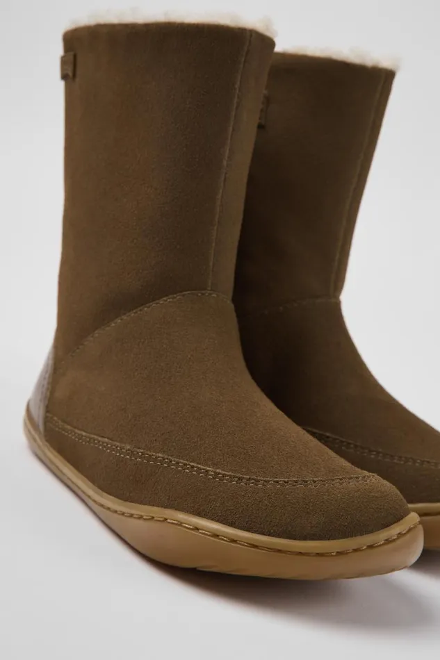 Boots Kids Camper Peu Brown Nubuck And Leather Boots