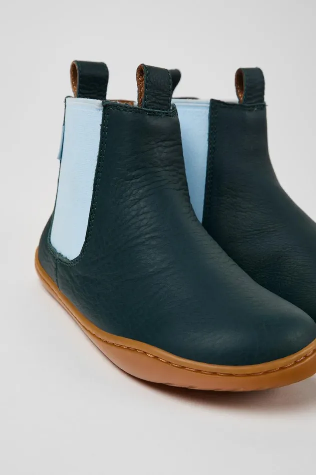 Boots Kids Camper Peu Green Leather Ankle Boots