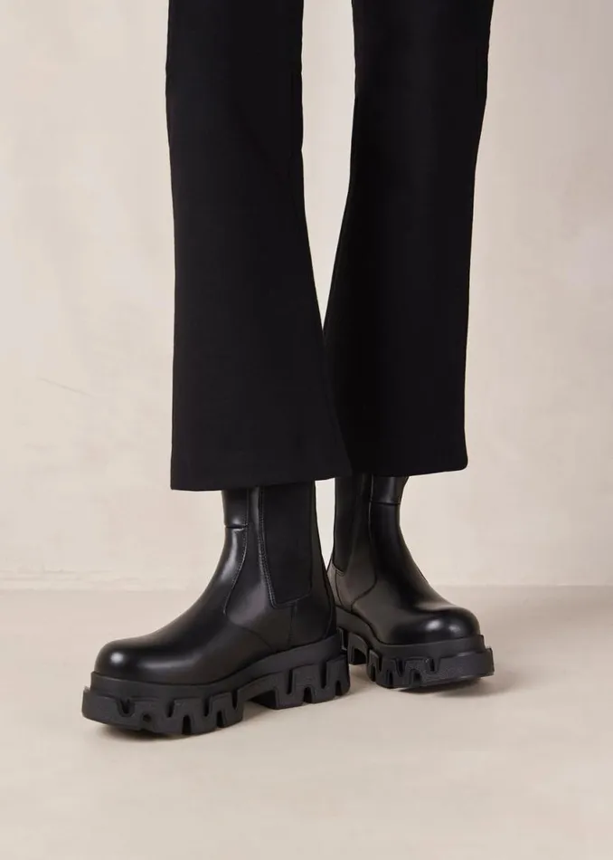 Boots Women ALOHAS Anastasia Black Leather Ankle Boots