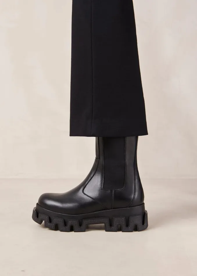 Boots Women ALOHAS Anastasia Black Leather Ankle Boots
