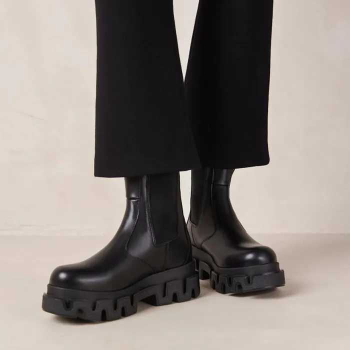 Boots Women ALOHAS Anastasia Black Leather Ankle Boots