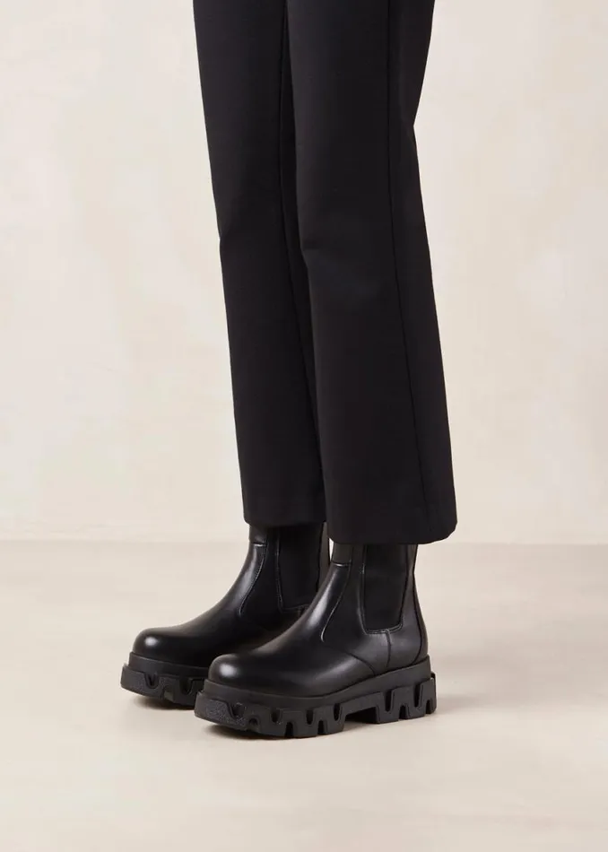 Boots Women ALOHAS Anastasia Black Leather Ankle Boots