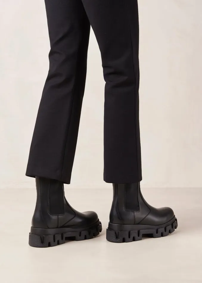 Boots Women ALOHAS Anastasia Black Leather Ankle Boots