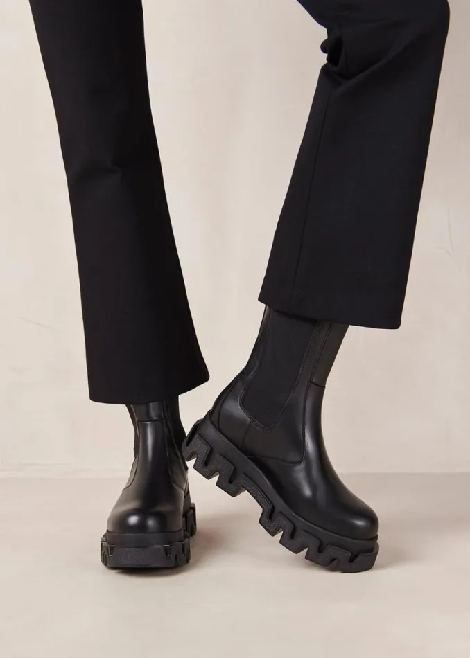 Boots Women ALOHAS Anastasia Black Leather Ankle Boots