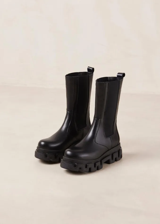 Boots Women ALOHAS Anastasia Black Leather Ankle Boots