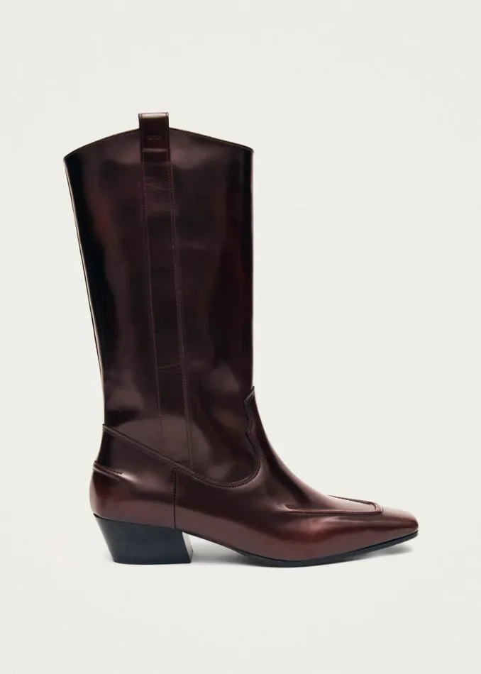 Boots Women ALOHAS Chase Brushed Burgundy Leather Boots