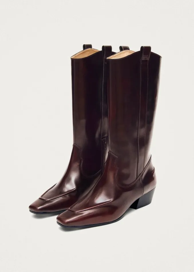 Boots Women ALOHAS Chase Brushed Burgundy Leather Boots