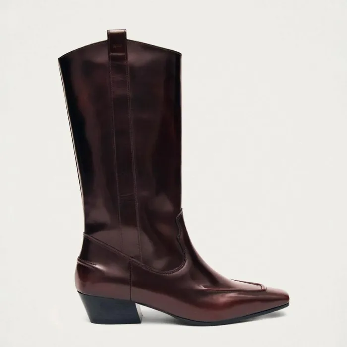 Boots Women ALOHAS Chase Brushed Burgundy Leather Boots