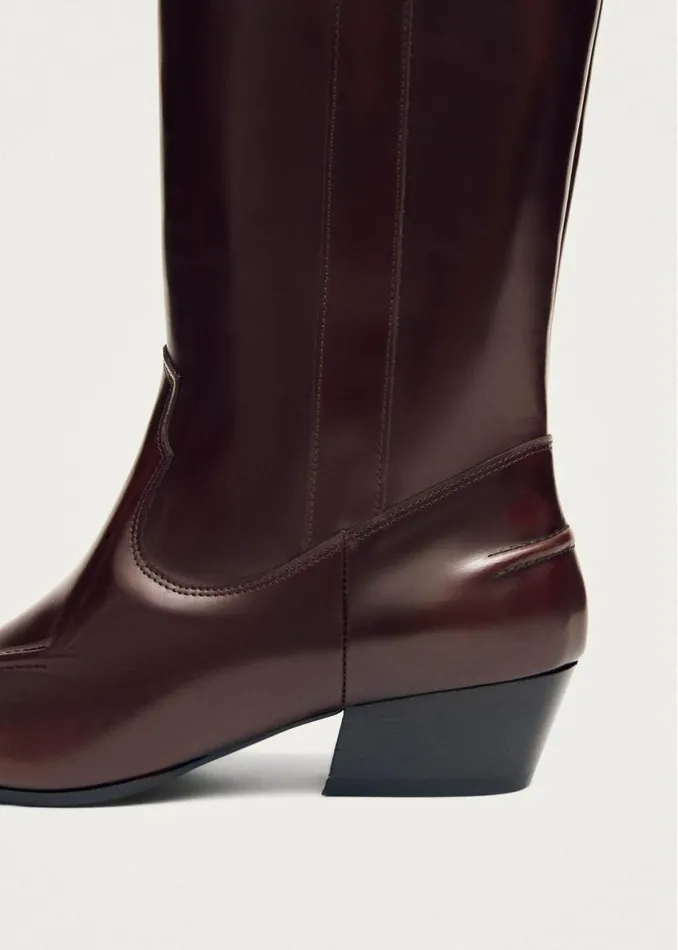 Boots Women ALOHAS Chase Brushed Burgundy Leather Boots