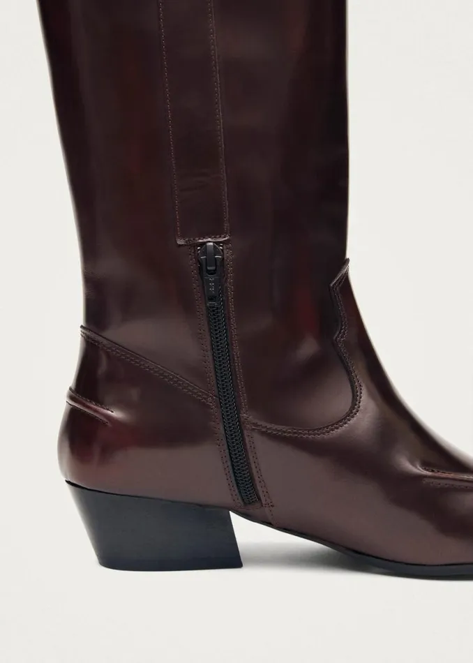 Boots Women ALOHAS Chase Brushed Burgundy Leather Boots