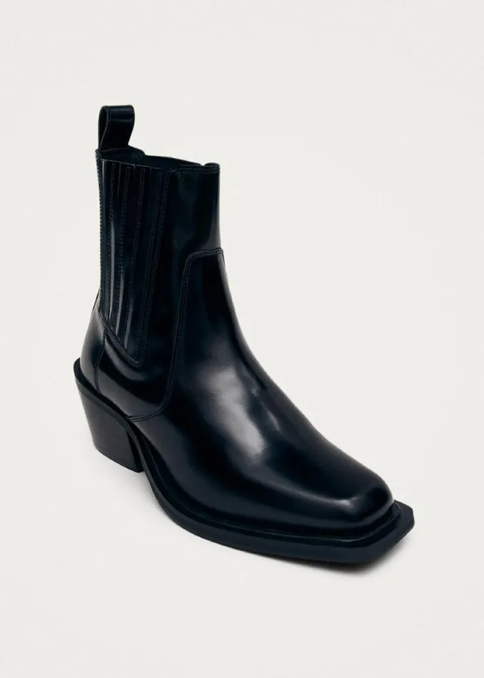 Boots Women ALOHAS Denver Black Leather Ankle Boots