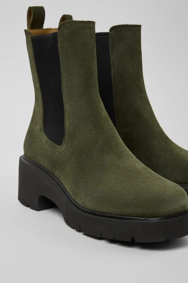 Boots Women Camper Milah Green Nubuck Ankle Boots