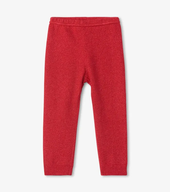 Bottoms Baby and Toddler Hatley Baby Red Shimmer Cable Knit Leggings