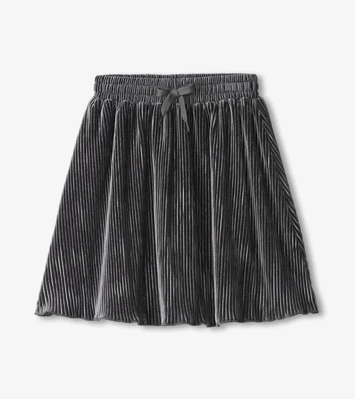 Bottoms Girls Hatley Girls Silver Shine Pleated Velour Skirt