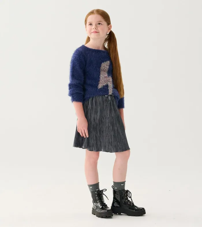 Bottoms Girls Hatley Girls Silver Shine Pleated Velour Skirt