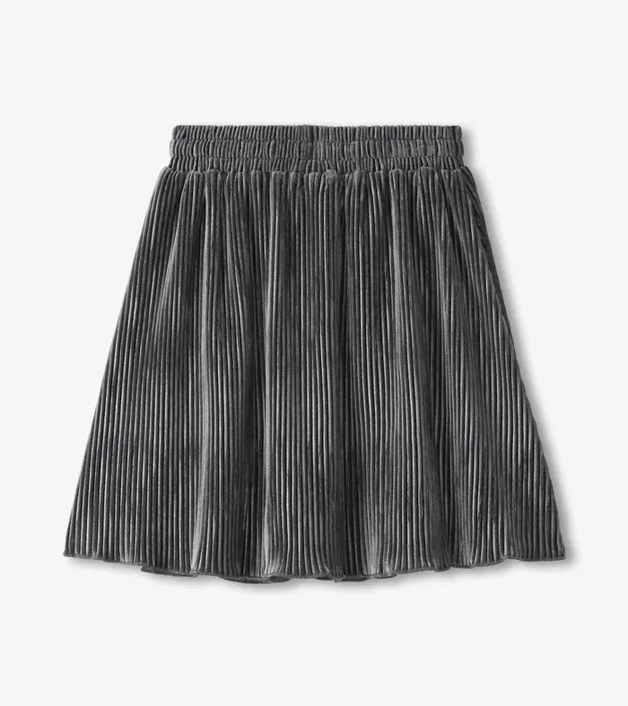 Bottoms Girls Hatley Girls Silver Shine Pleated Velour Skirt