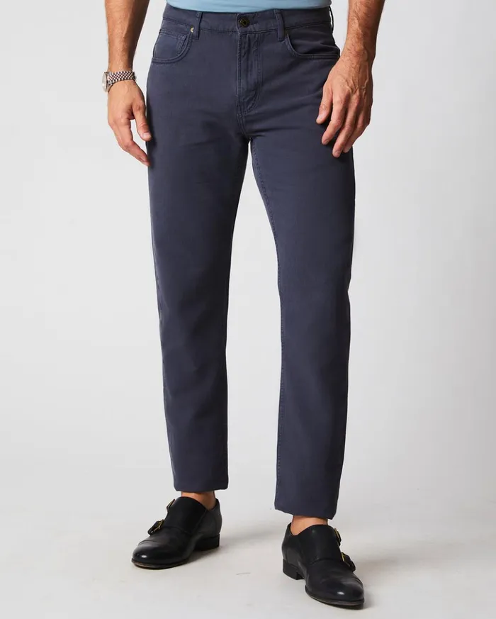 Bottoms Men Billy Reid Cotton Linen 5 Pocket Pant Carbon Blue