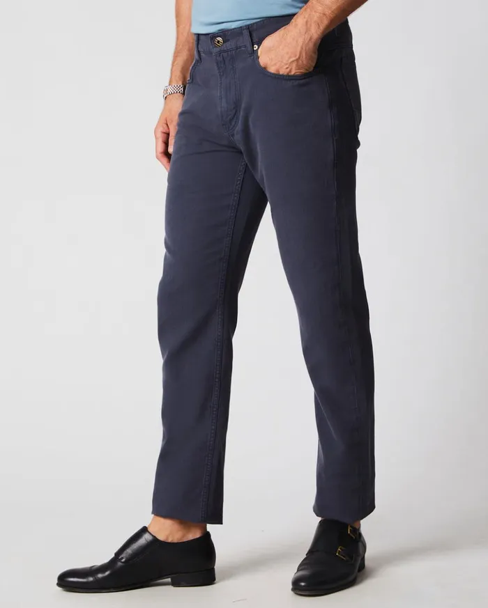Bottoms Men Billy Reid Cotton Linen 5 Pocket Pant Carbon Blue