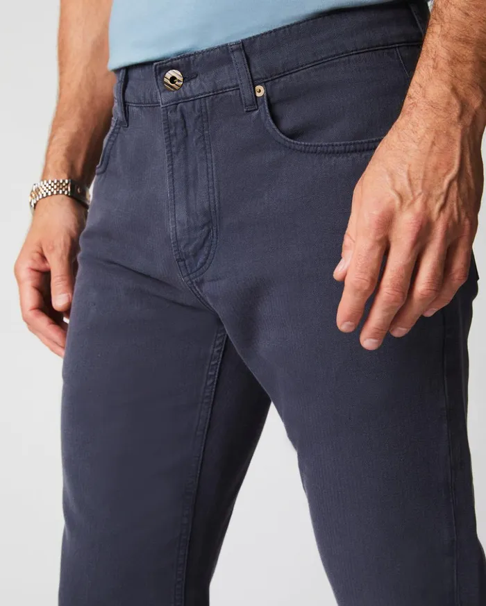 Bottoms Men Billy Reid Cotton Linen 5 Pocket Pant Carbon Blue