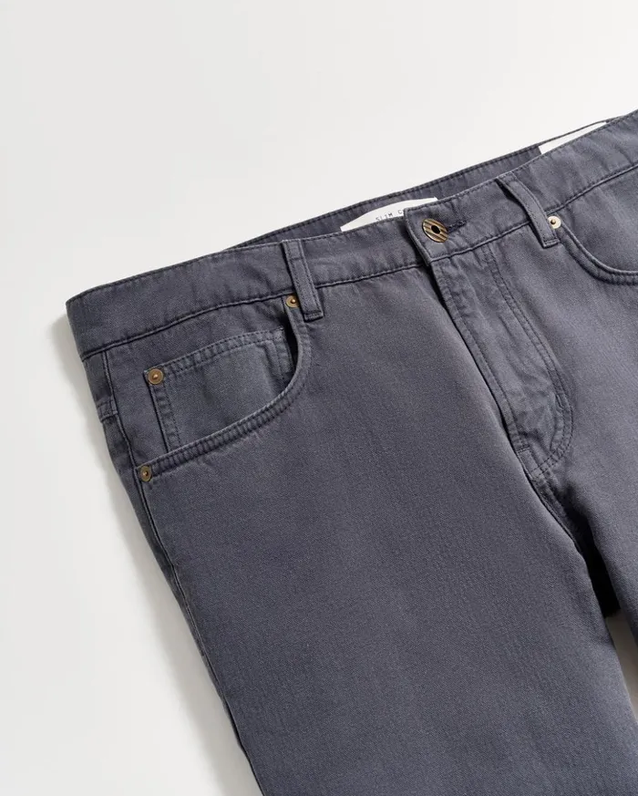 Bottoms Men Billy Reid Cotton Linen 5 Pocket Pant Carbon Blue