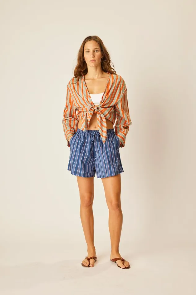 Bottoms Shop Natalie Martin JASPER SHORT Batik Stripe Navy