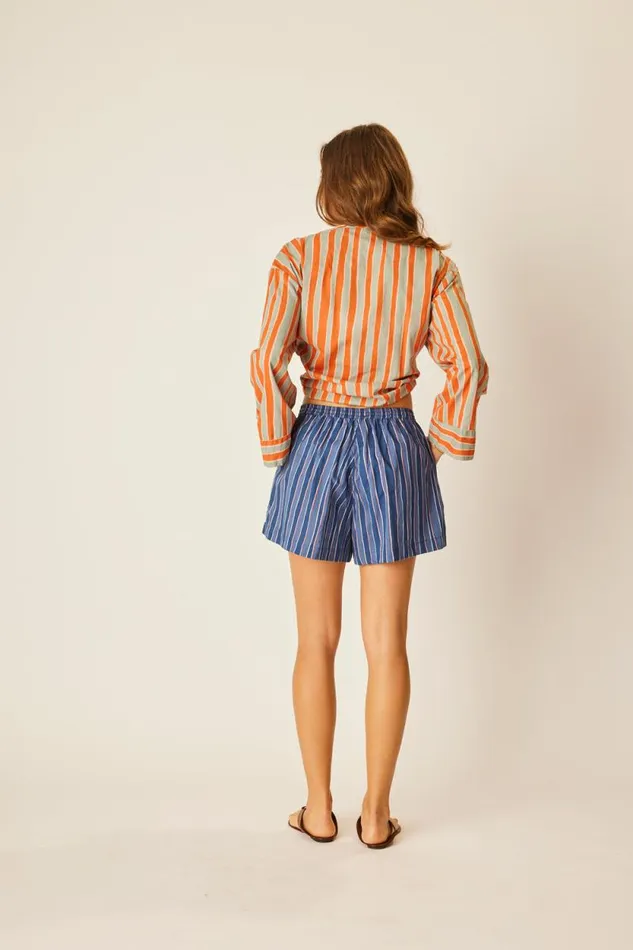 Bottoms Shop Natalie Martin JASPER SHORT Batik Stripe Navy