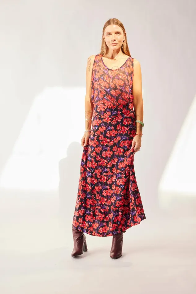 Bottoms Shop Natalie Martin MADISON SKIRT Silk Watercolor Print Onyx