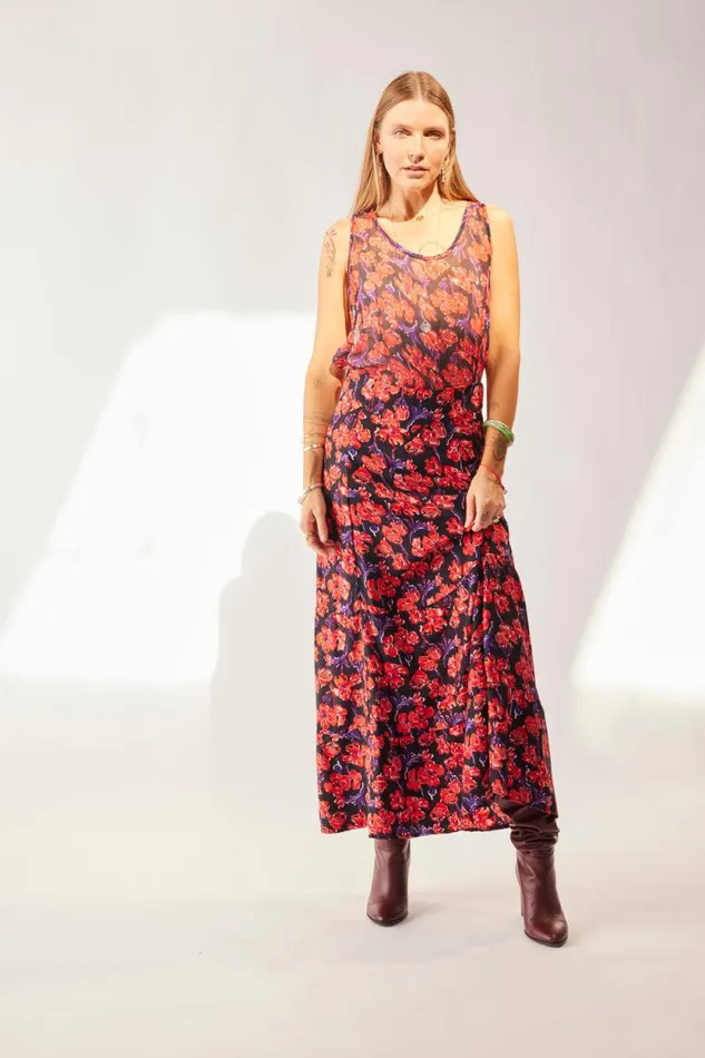 Bottoms Shop Natalie Martin MADISON SKIRT Silk Watercolor Print Onyx