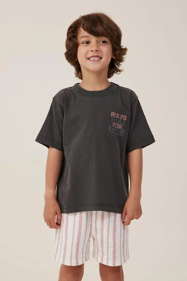 Boys 214 Tops and TShirts Cotton On Jonny Short Sleeve Print Tee Phantomclay Pigeon Rules Are For Fools