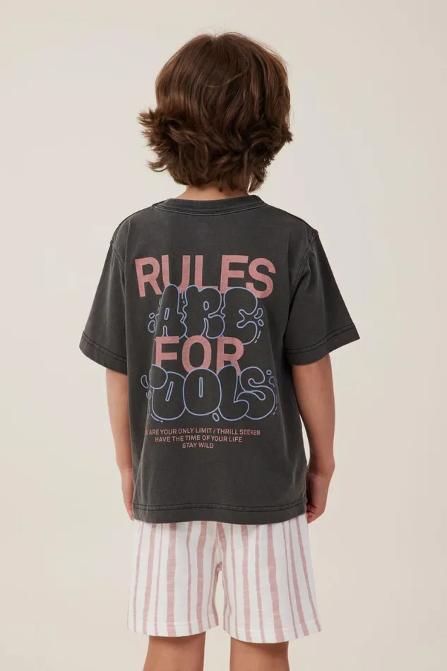 Boys 214 Tops and TShirts Cotton On Jonny Short Sleeve Print Tee Phantomclay Pigeon Rules Are For Fools